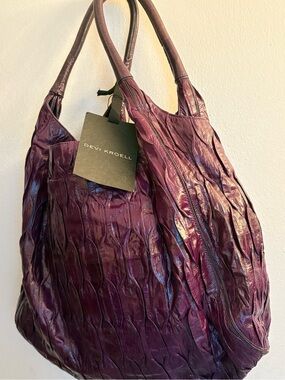 Purple Leather Hobo Tote